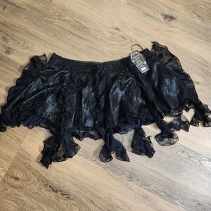 *SOLD*Black Lace Ruffle Micro Mini Skirt Y2K Goth Halloween Living Dead Souls XL